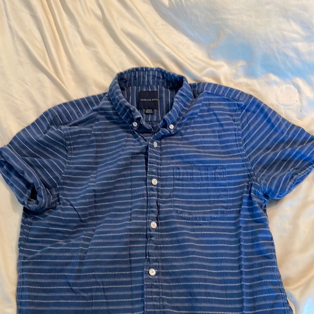 American Eagle Striped Button Down, Size M